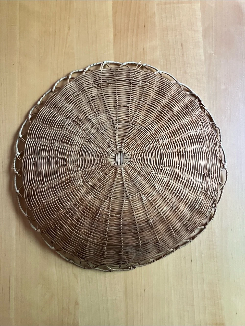 Woven Round Rattan Serving Tray - Natural Brown
